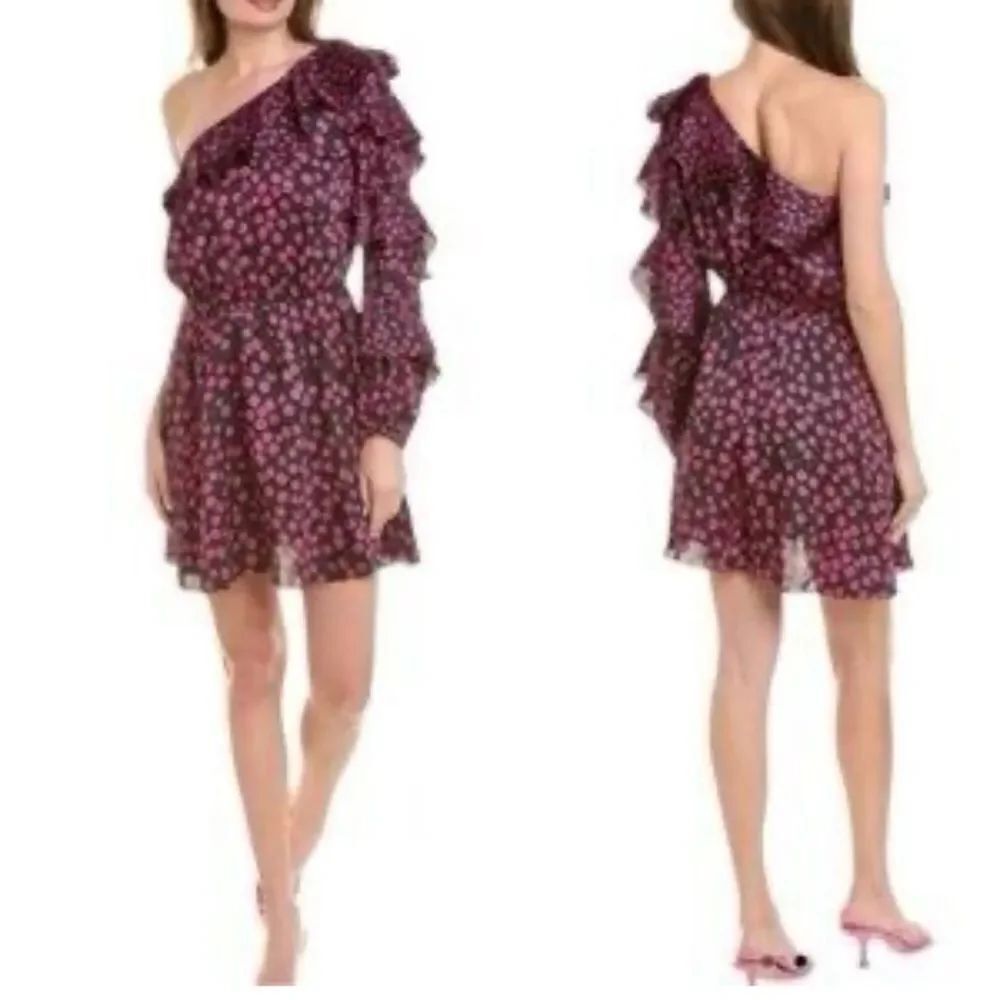 $400 THE KOOPLES DAISY DOTS ONE SHOULDER MINI DRESS NWT